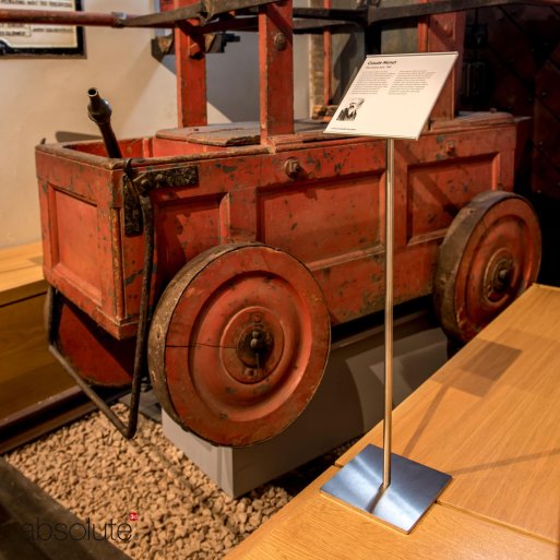 The pinnacle label holder displaying information for an antique fire engine vehicle. The pinnacle label holder displaying information for an antique fire engine vehicle.